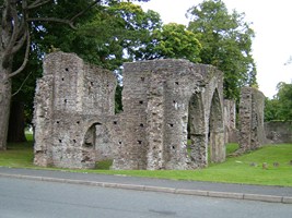 A view of the facade of Armagh Friary church and some of its extant arches.