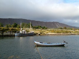 Local fishing boats in a harbour in Connemara, Co. Galway