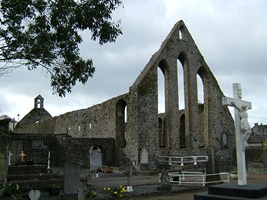 A view of the east window and nave of Nenagh Friary church. 