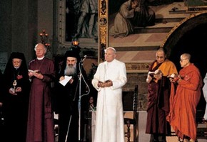 Pope John Paul II hosts a gathering of leaders of the world's religions in Assisi, 27th October 1986