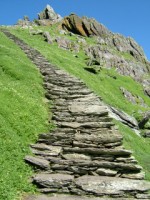 Steps up to the monastic ruins on Scellig Michael off Co. Kerry